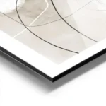 affiche avec des lignes et formes abstraites noires sur fond beige aquarelle ave aluminium.webp