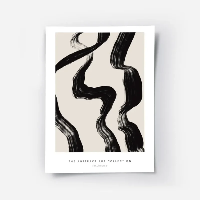 affiche avec des lignes noires epaisses et ondulantes sur un fond beige creant u.webp