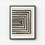 affiche avec des lignes noires formant un rectangle decentre sur un fond beige g avec cadre.webp