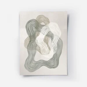 affiche avec des lignes ondulees vertes beiges et blanches formant des motifs ci.webp