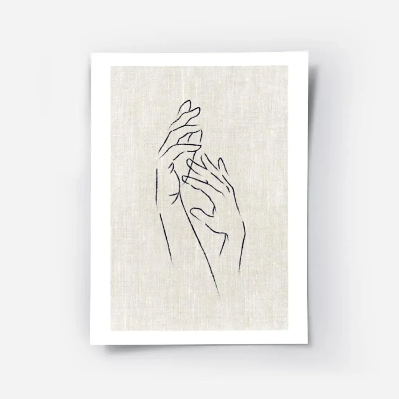 affiche avec des mains dessinees au trait noir sur un fond texture beige evoquan.webp
