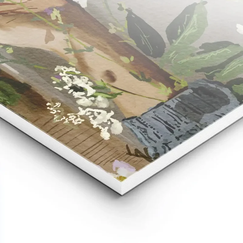 affiche avec des mains et des fleurs blanches un livre un arrosoir vert et des o lightpanel.webp