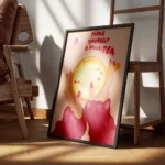 affiche avec des mains tenant une tasse de the des fleurs et le message humorist encadre.webp