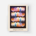 affiche avec des rangees de cercles abstraits aux couleurs vives comme la lumier.webp