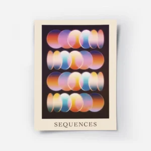 affiche avec des rangees de cercles abstraits aux couleurs vives comme la lumier.webp