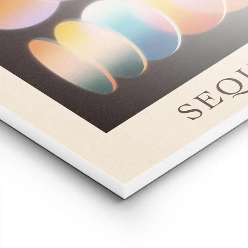 affiche avec des rangees de cercles abstraits aux couleurs vives comme la lumier lightpanel.webp