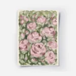 affiche avec des roses roses peintes a lhuile sur un fond de feuillage vert et d.webp