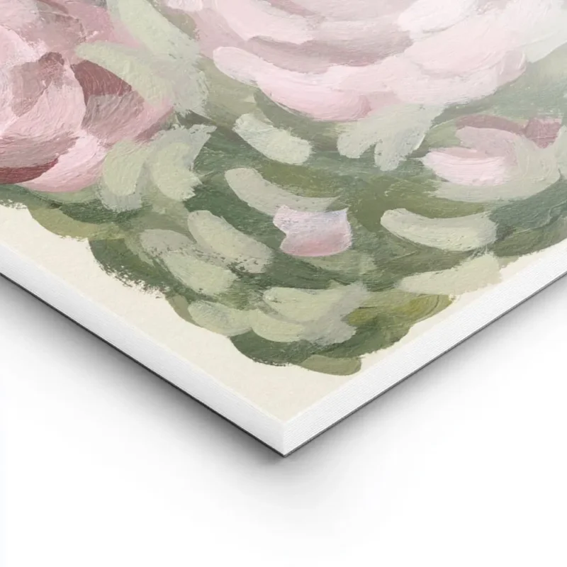 affiche avec des roses roses peintes a lhuile sur un fond de feuillage vert et d lightpanel.webp