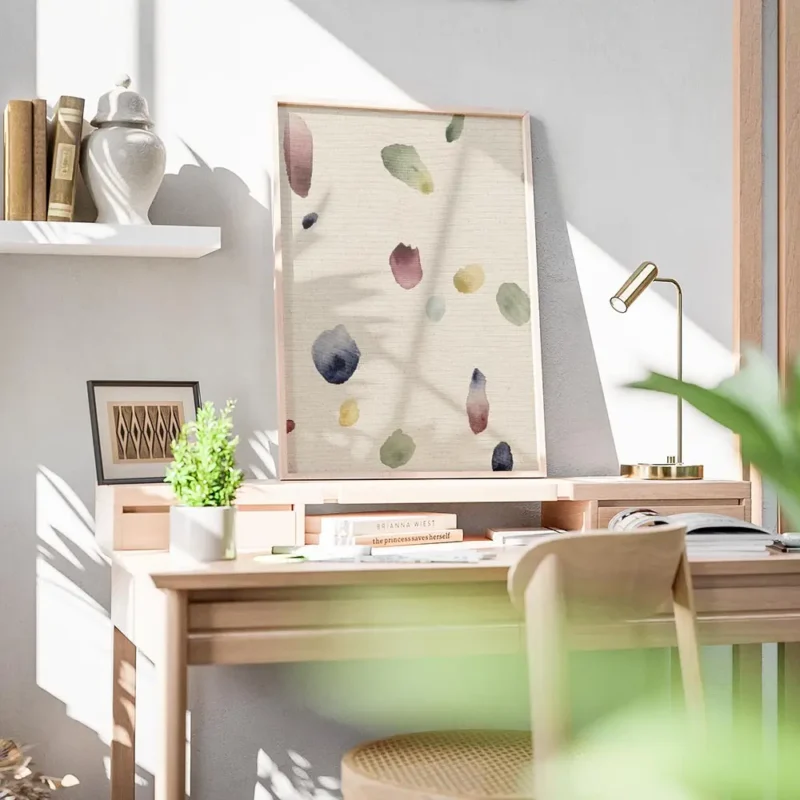 affiche avec des taches de peinture abstraites et organiques aux couleurs variee bureau.webp