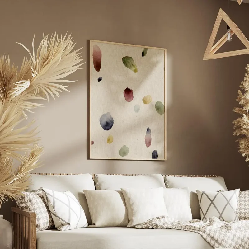 affiche avec des taches de peinture abstraites et organiques aux couleurs variee salon.webp