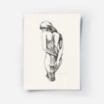 affiche avec dessin femme silhouette nue vue de dos bras derriere le dos style e.webp
