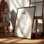 affiche avec dessin femme silhouette nue vue de dos bras derriere le dos style e encadre.webp