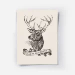 affiche avec dessin renne happy holidays sur ruban illustration detaillee en noi.webp