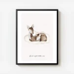 affiche avec deux cerfs endormis sur un nuage illustration animale pour chambre avec cadre.webp