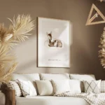 affiche avec deux cerfs endormis sur un nuage illustration animale pour chambre salon.webp