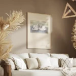 affiche avec deux cygnes blancs aux cous entrelaces formant un c ur sur un lac a salon.webp