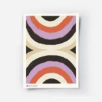 affiche avec deux demi cercles de couleurs beige marron orange violet et noir de.webp