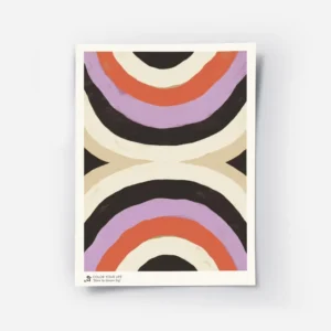 affiche avec deux demi cercles de couleurs beige marron orange violet et noir de.webp