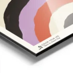 affiche avec deux demi cercles de couleurs beige marron orange violet et noir de aluminium.webp