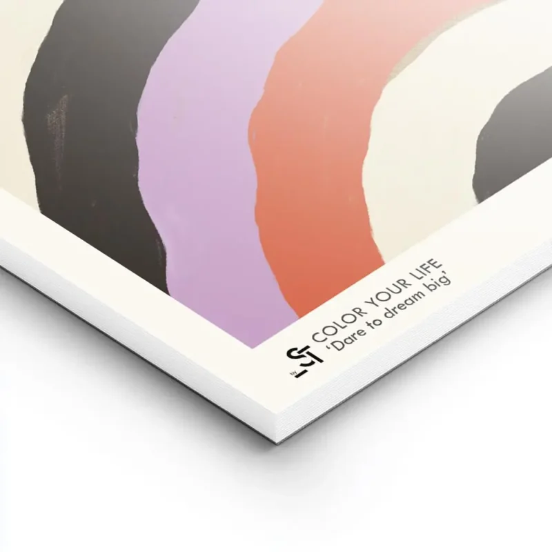 affiche avec deux demi cercles de couleurs beige marron orange violet et noir de lightpanel.webp