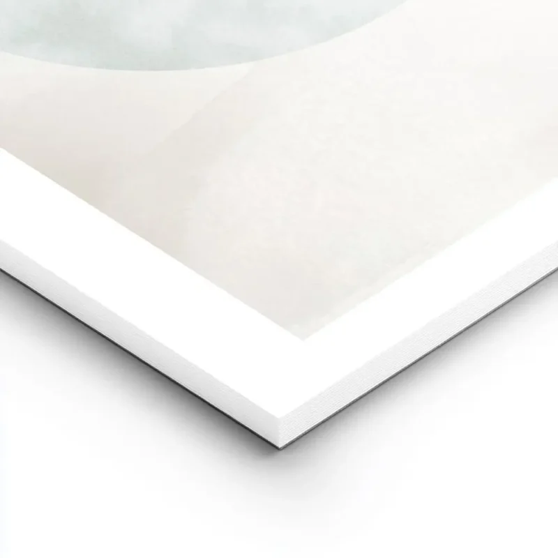 affiche avec deux feuilles de calathea en trait blanc sur un cercle vert et un f lightpanel.webp