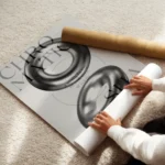 affiche avec deux formes geometriques flottantes grises et le texte chromatic sh enroule.webp