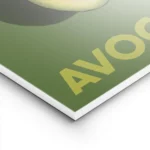 affiche avec deux moities davocat sur un fond vert fonce le texte avocado en bas lightpanel.webp