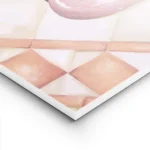 affiche avec deux tasses de cafe roses sur un carrelage blanc beige et rose aux lightpanel.webp