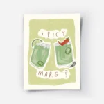 affiche avec deux verres de margarita verte lun orne dune lime lautre dun piment.webp