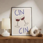 affiche avec deux verres de vin rouge qui trinquent et le texte cin cin en typog meuble.webp
