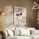 affiche avec deux verres de vin rouge qui trinquent et le texte cin cin en typog salon.webp