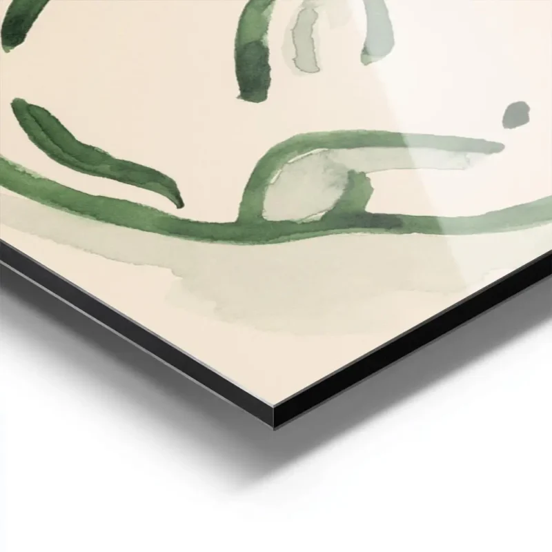 affiche avec deux visages stylises en vert fonce et clair evoquant lamour sur un aluminium.webp