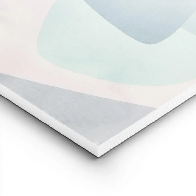 affiche avec formes abstraites aux couleurs pastel bleu vert et rose sur fond cl lightpanel.webp