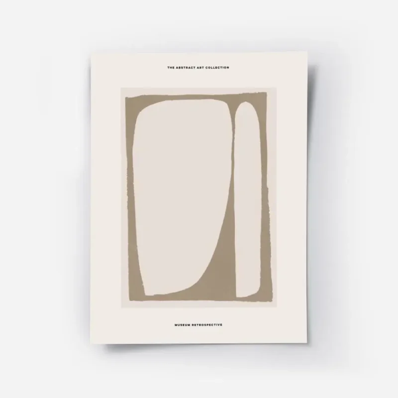 affiche avec formes abstraites beiges et marron sur fond beige typographie noire.webp