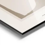 affiche avec formes abstraites beiges et marron sur fond beige typographie noire aluminium.webp