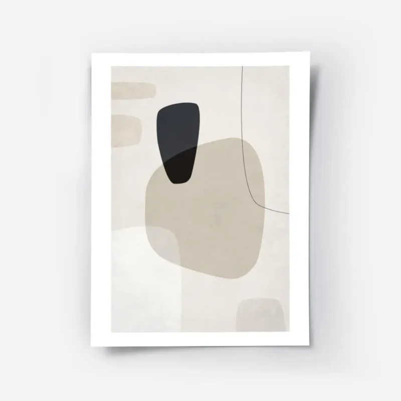 affiche avec formes abstraites en beige blanc et gris fonce sur fond texture ave.webp