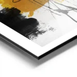 affiche avec formes abstraites en noir et jaune sur fond gris clair texture de t aluminium.webp