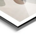 affiche avec formes abstraites grises marron et noires sur fond beige avec un ef aluminium.webp