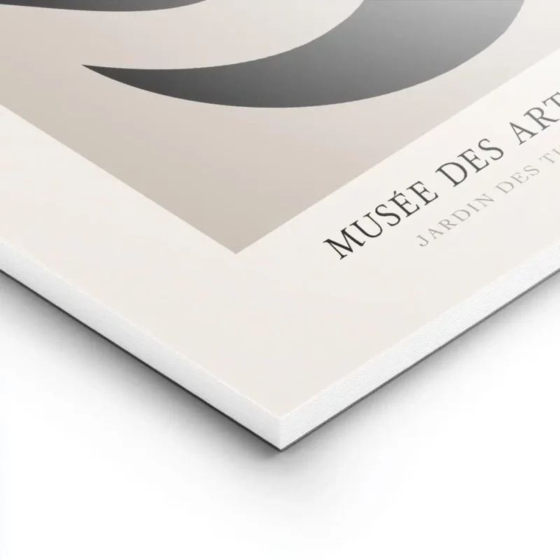 affiche avec formes abstraites noires dans un carre beige sur fond clair avec te lightpanel.webp