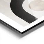 affiche avec formes abstraites noires et beiges sur fond gris beige typographie aluminium.webp