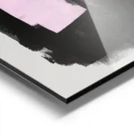 affiche avec formes abstraites noires et roses peintes a laquarelle sur fond gri aluminium.webp