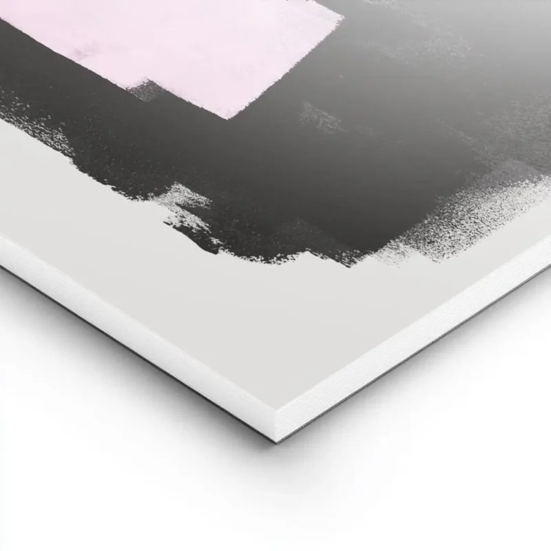 affiche avec formes abstraites noires et roses peintes a laquarelle sur fond gri lightpanel.webp