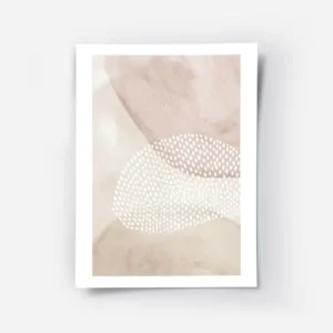 affiche avec formes abstraites roses et beiges une forme ovale texturee de point.webp