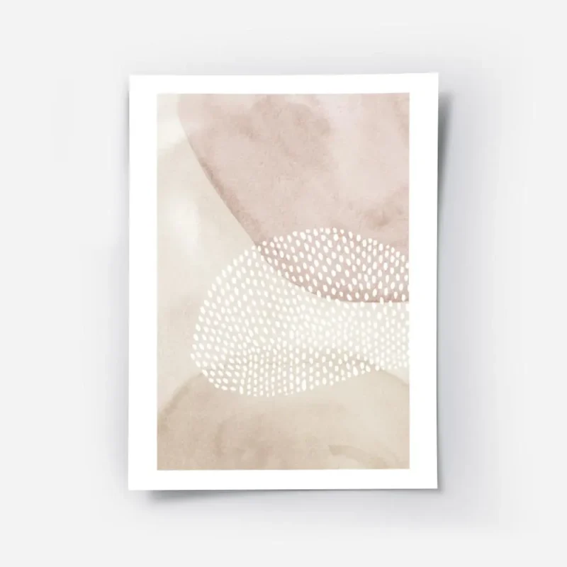 affiche avec formes abstraites roses et beiges une forme ovale texturee de point.webp