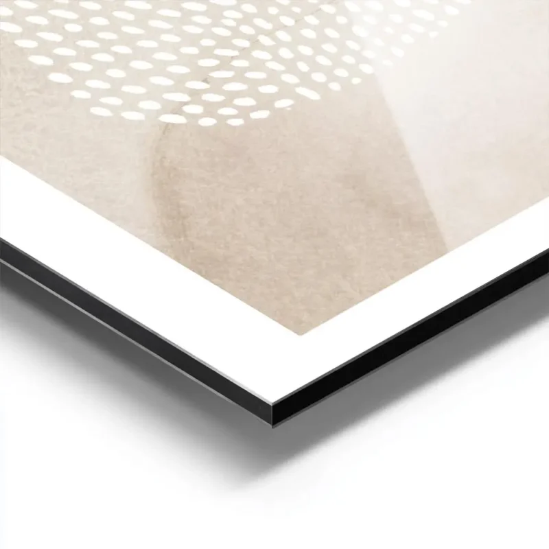 affiche avec formes abstraites roses et beiges une forme ovale texturee de point aluminium.webp