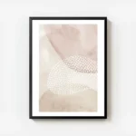 affiche avec formes abstraites roses et beiges une forme ovale texturee de point avec cadre.webp