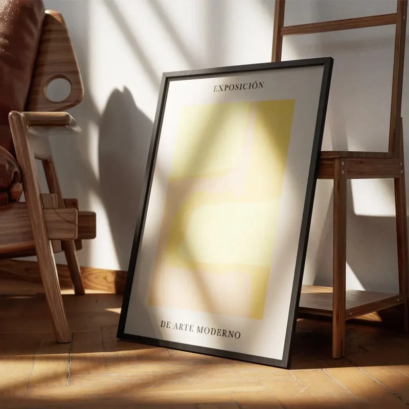 affiche avec formes abstraites roses et jaunes sur fond clair avec du texte en t encadre.webp
