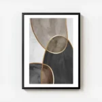 affiche avec formes aquarelles beiges marron et noires separees par des lignes d avec cadre.webp