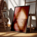 affiche avec formes geometriques abstraites superposees et texturees aux couleur encadre.webp