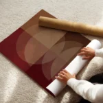 affiche avec formes geometriques abstraites superposees et texturees aux couleur enroule.webp